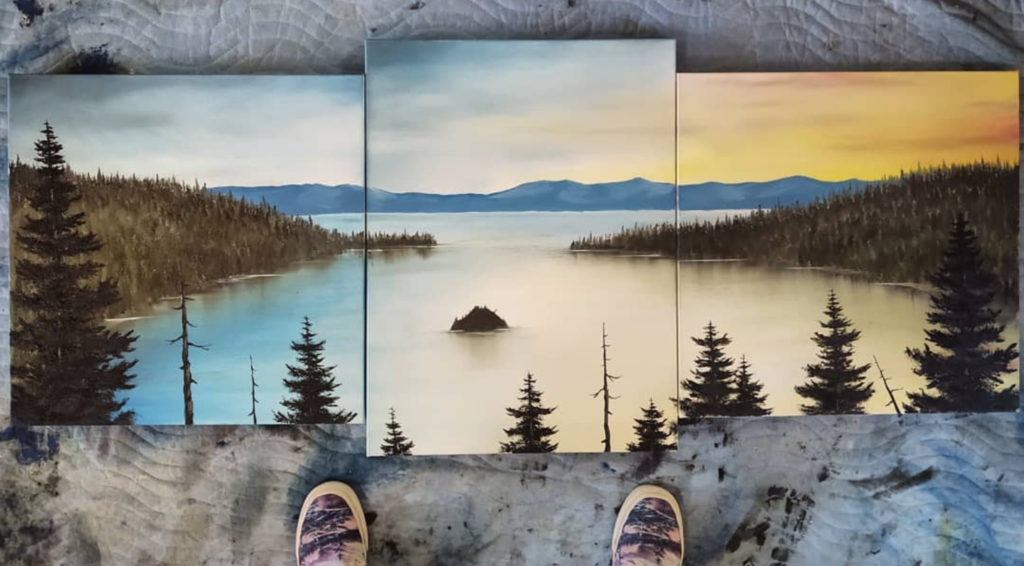 Oil paintings featuring Emerald Bay, Lake Tahoe by local artist Trevor Kekke.